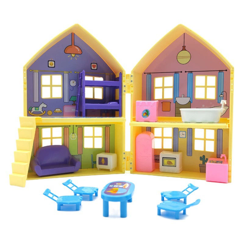 Пигги Пегги Желтый Дом Вилла Парк Развлечений Фигуры Фигуры Детские Игрушки Набор Игрушки