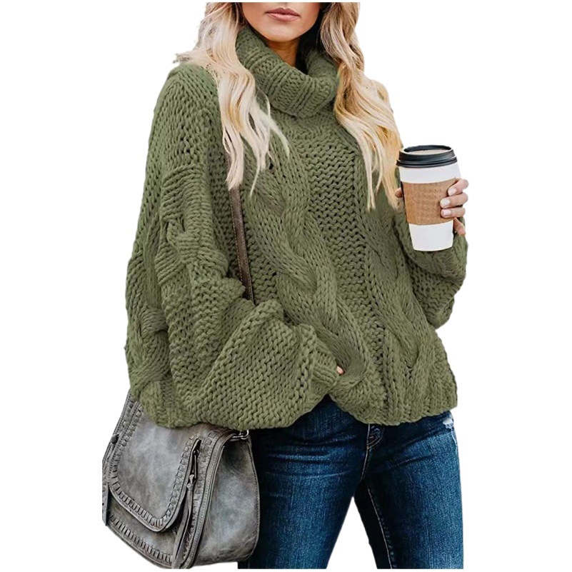 Suéter de Cuello Alto Holgado y Suelto de Color Sólido, Estilo Informal para Mujer, Otoño e Invierno 2025, Nuevo Comercio Transfronterizo de Amazon para Europa y América