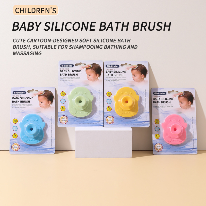 Cepillo para champú de silicona para bebés, baño para bebés, baño, limpieza, cepillo para masaje del cuero cabelludo, cepillo para champú para bebés