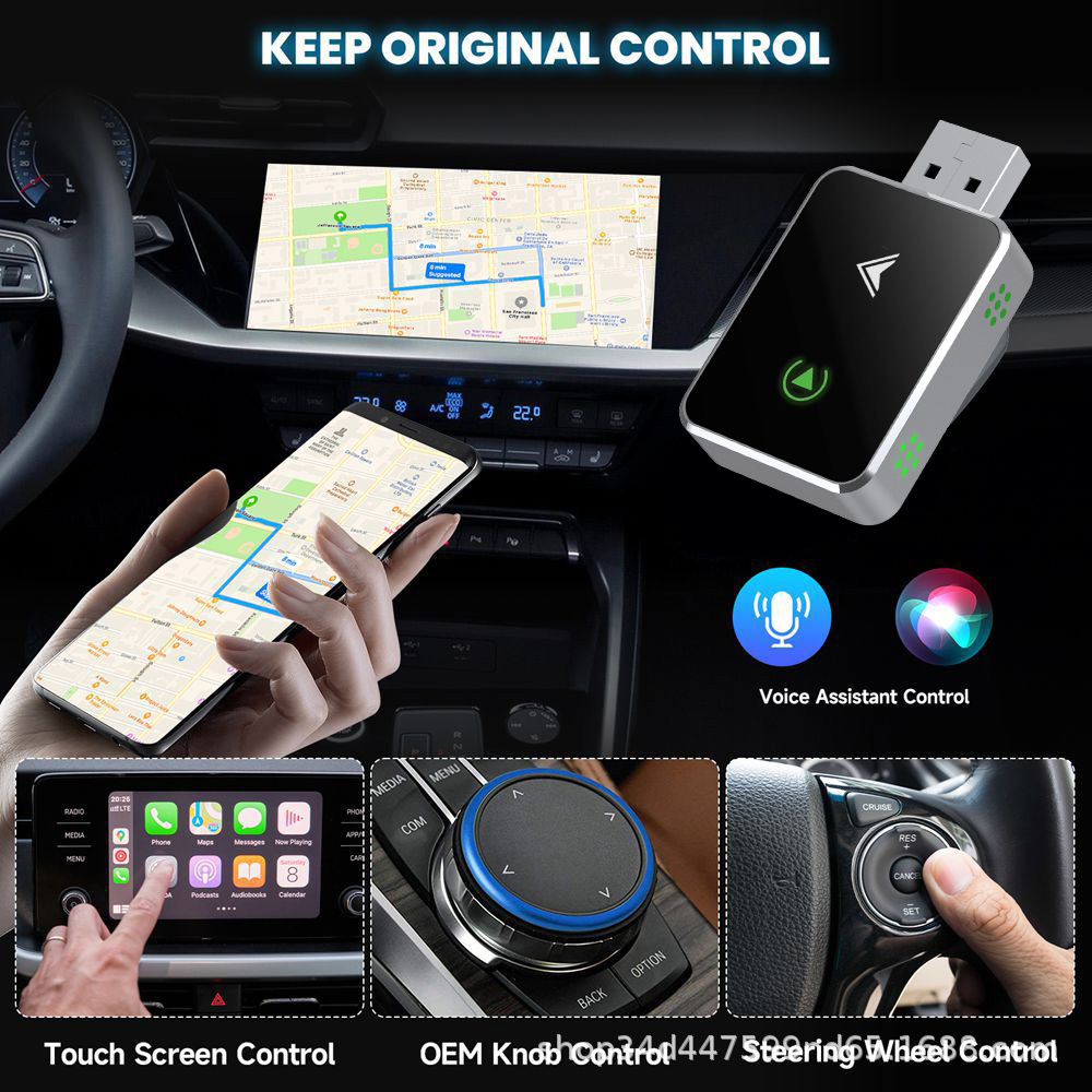 Cross-Border Hot-Selling Wireless Carplay Box Android Auto 2-in-1 Smart Car Interconnection Carplay Adapter