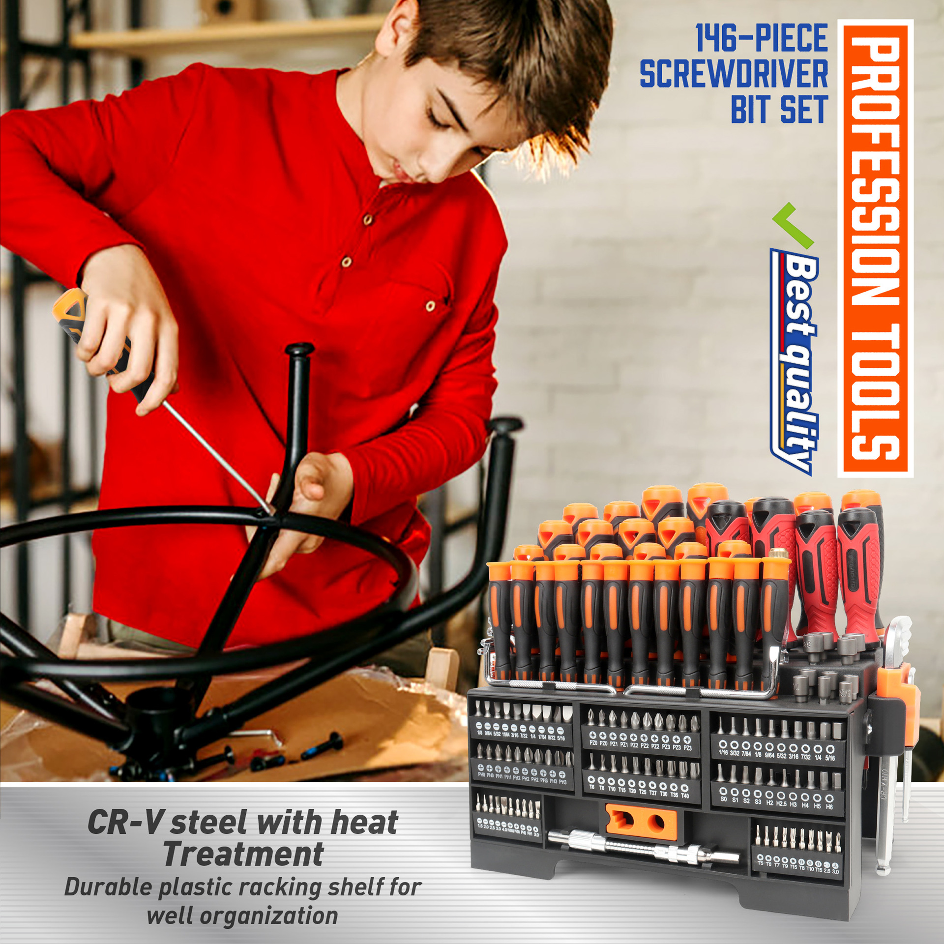 146 conjuntos de destornilladores magnéticos conjuntos de herramientas de marco de plástico una palabra hexagonal de ciruela cruzada una pieza de venta