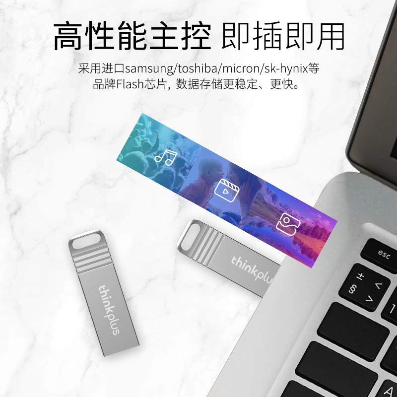 Lenovo thinkplus, металлическая USB 2.0 флешка с маркировкой, Plug-and-Play, USB-накопитель MU221