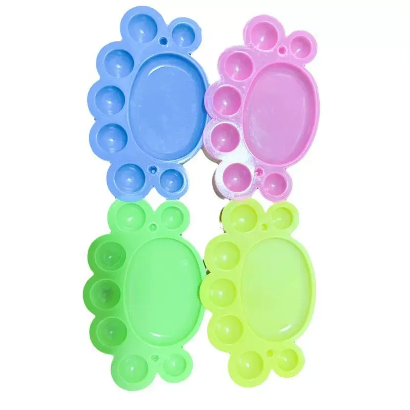 塑料调色盘手工diy颜料盘小脚丫调色盘丙烯水粉调色板批发