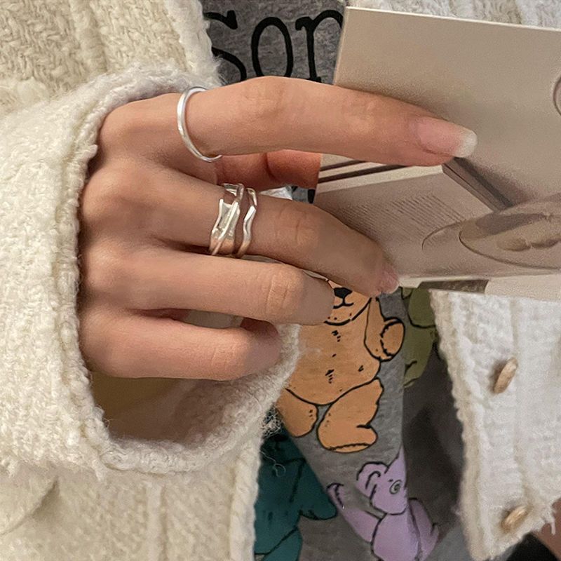 Niche design high-grade sterling silver ring fashion personality couple's food finger ring 2025 new ins tide ring