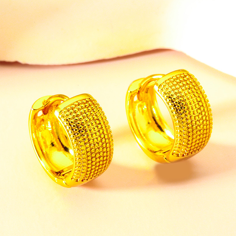 Vietnamese Sand Gold Women's Fashion Sand Gold Earrings Earrings Fashion New Wide Earrings High-End Dotted Earrings 2