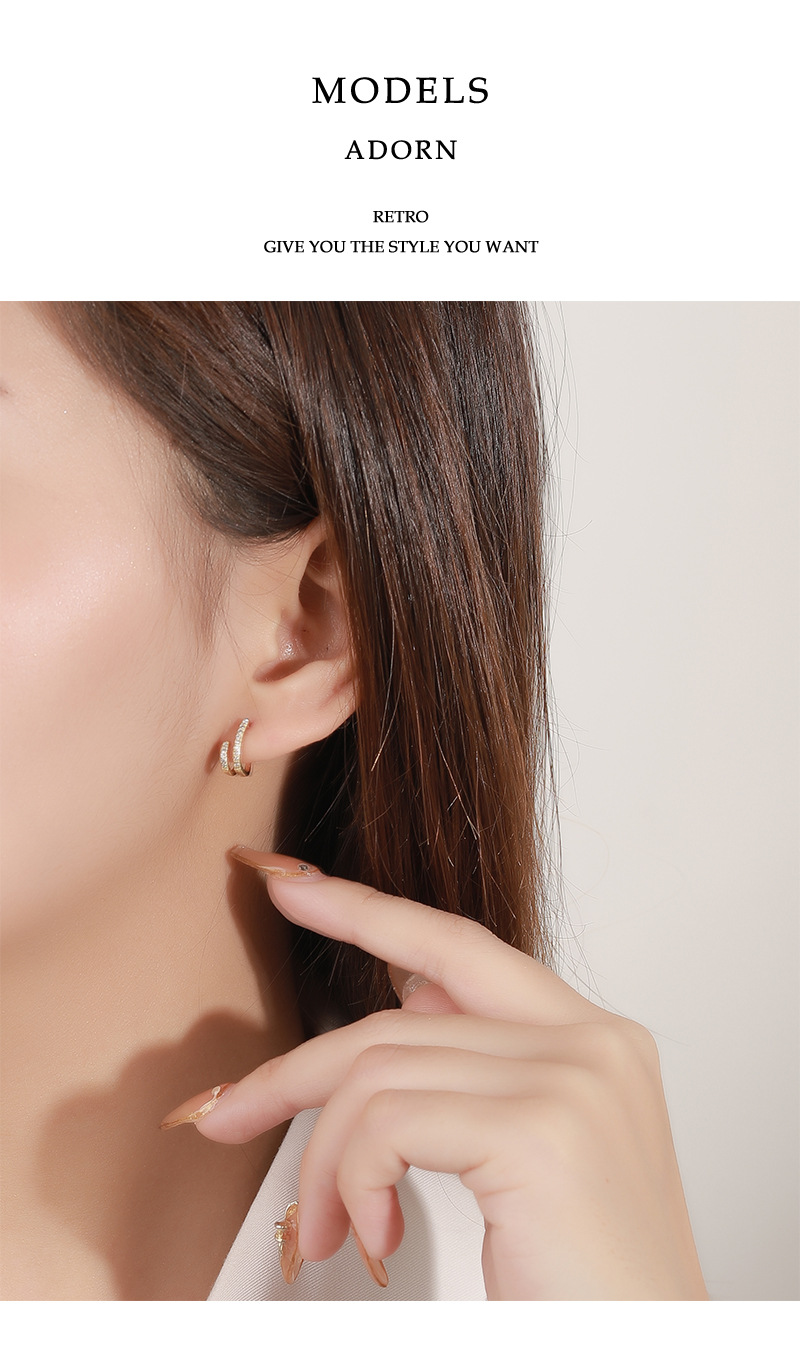 Ear Studs Classification 1 Pair Quantity 1 Pair 925 Sterling Silver Zircon Geometric Ear Studs