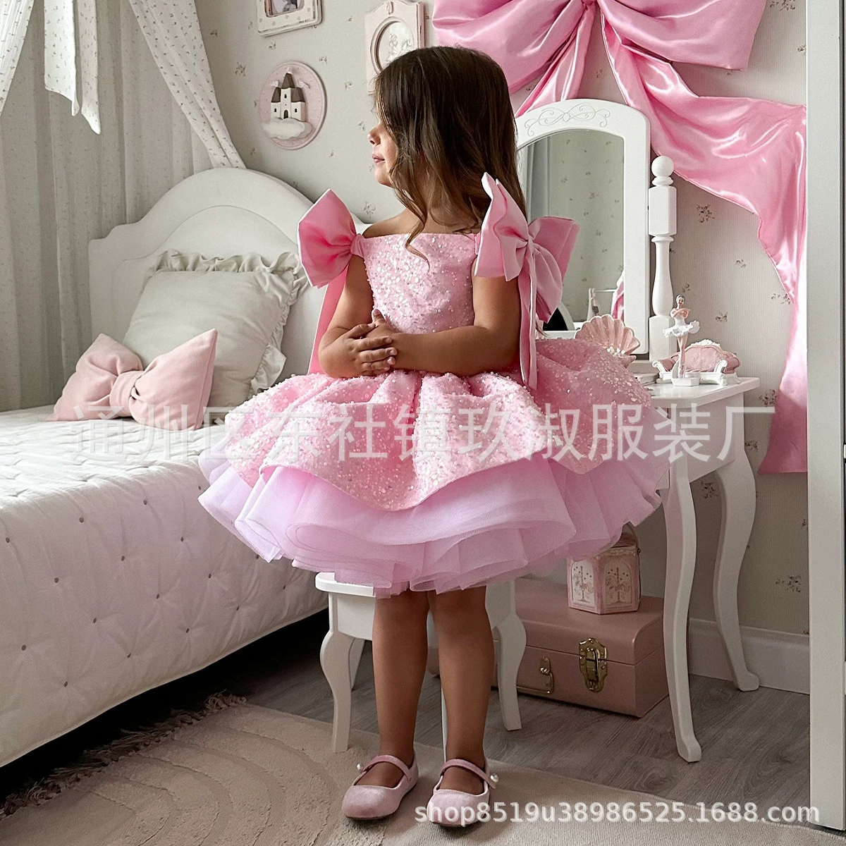 Роскошное платье для девочки на первый день рождения, платье принцессы для девочки, розовое платье с цветочным узором, для показа мод, нишевое и стильное