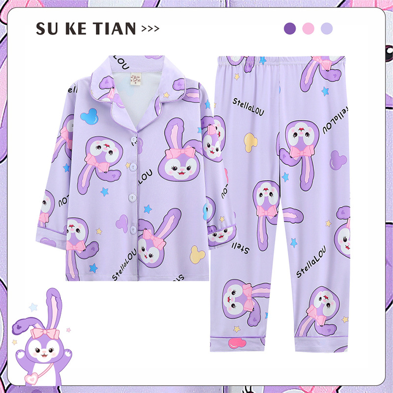 Nuevo comercio exterior de las niñas de otoño e invierno de manga larga pijamas lindo hogar desgaste suave casual Four Seasons aire acondicionado casa Pijamas