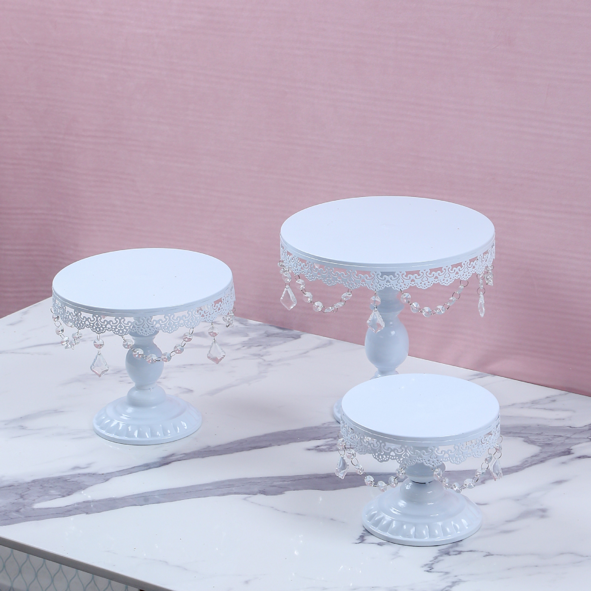 Soporte de pastel de hierro de metal/plato de pastel/plato de fruta/bandeja de punto occidental decoración de la boda soporte de la torta traje