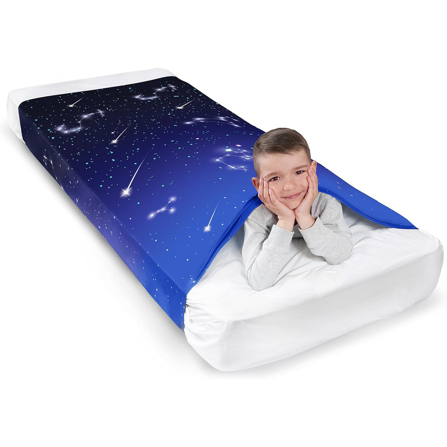 Cubierta de cama para niños, sábana de compresión sensorial, sábana, sábana, elástico, transpirable, alivia el estrés, ayuda a dormir, Blanket