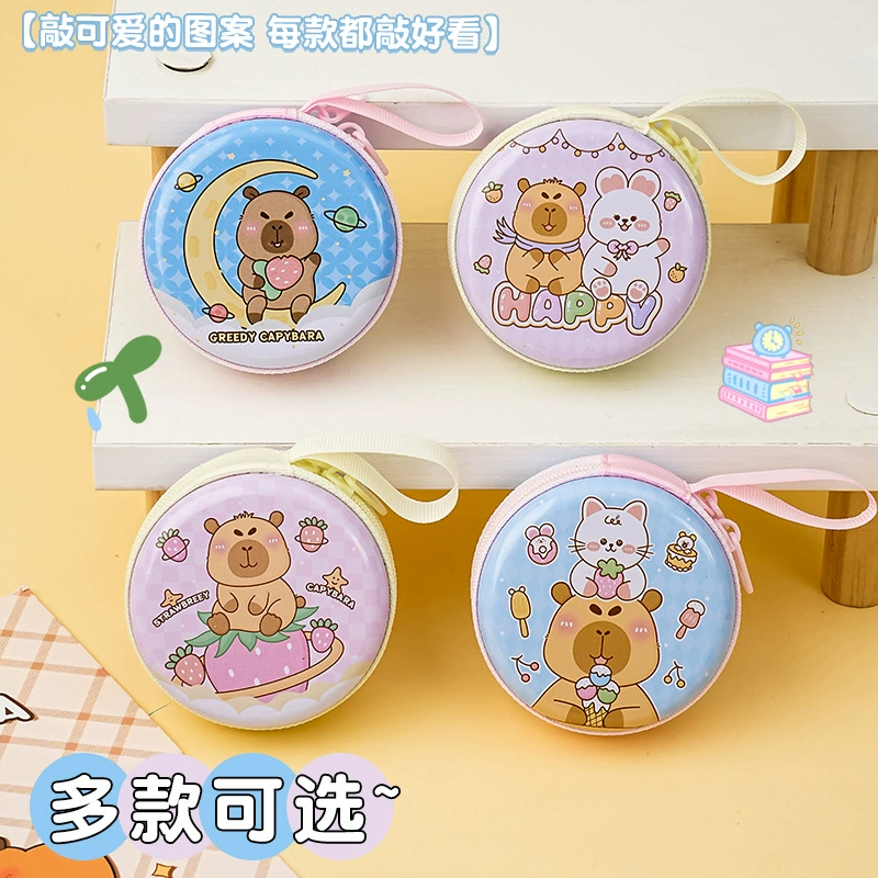 Кошелёк‑монетница жесть 7,5×7,5×3,5 см, на молнии для наушников и кабелей, мультяшный брелок