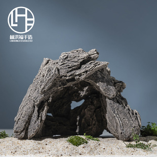 Ceramic Craft Fish Tank Landscaping Stone, Artificial Rockery, Flowing Water Aquarium Scenery, Water-Absorbing Hiding Stone, Turtle Basking Platform, Water Curtain Cave