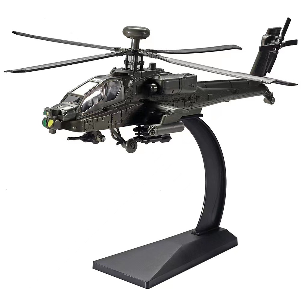 Helicóptero armado Apache de Huayi, modelo de juguete militar de aleación para niños con sonido y luz, adorno coleccionable, genial con sonido y luz.