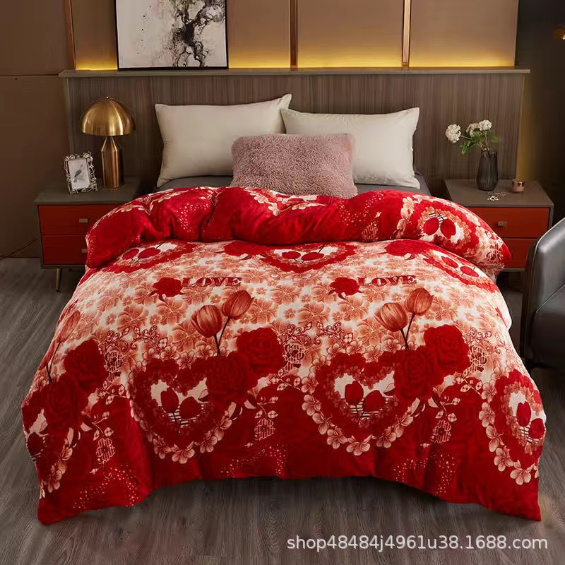 Flange edredón más edredón cubierta doble una sola pieza de lana de coral de doble cara de lana de invierno