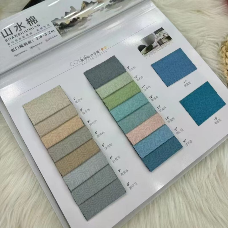 Landscape cotton full shading curtain 2024 new cream wind full house curtain hotel hotel engineering fabric wholesale