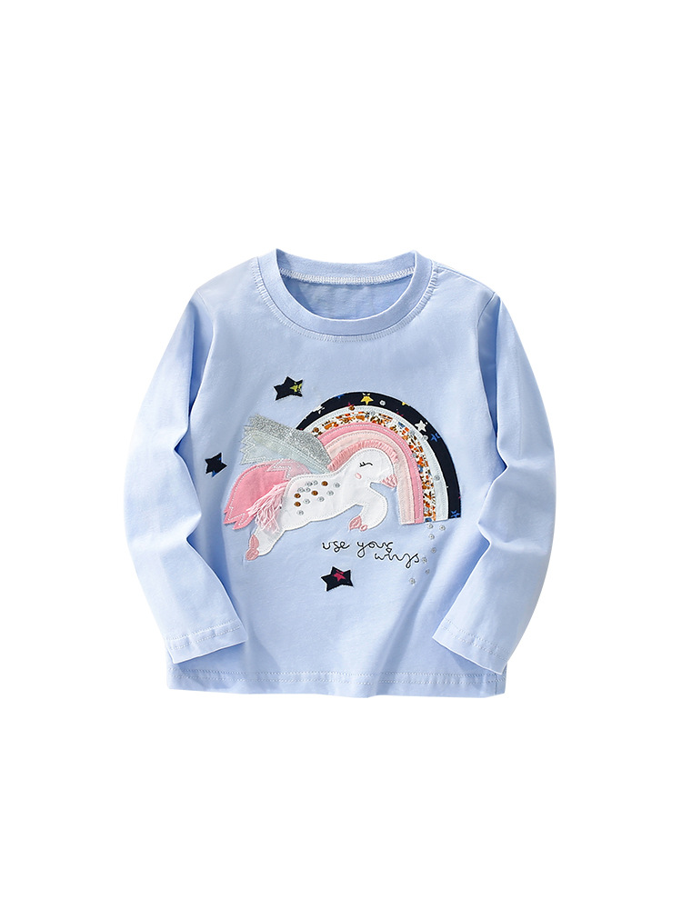 Malwee camiseta de niñas otoño y invierno nuevo cuello redondo europeo y americano para niños de manga larga base extranjera ropa superior de niños