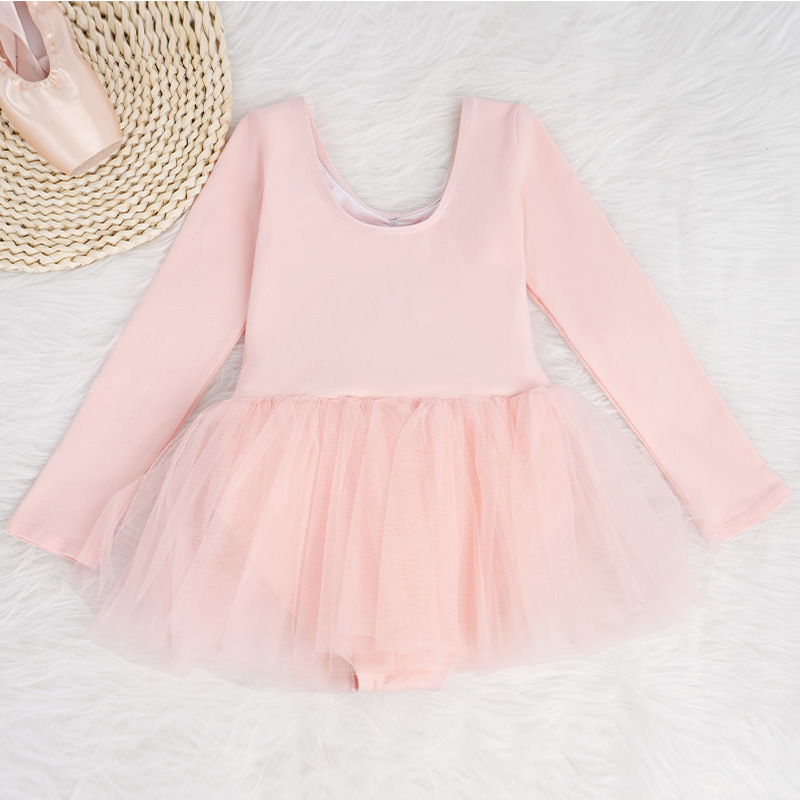 Ropa de baile para niños, ejercicios de ballet para niñas, falda de baile, primavera y otoño, ropa de actuación de baile de jardín de infantes de manga larga