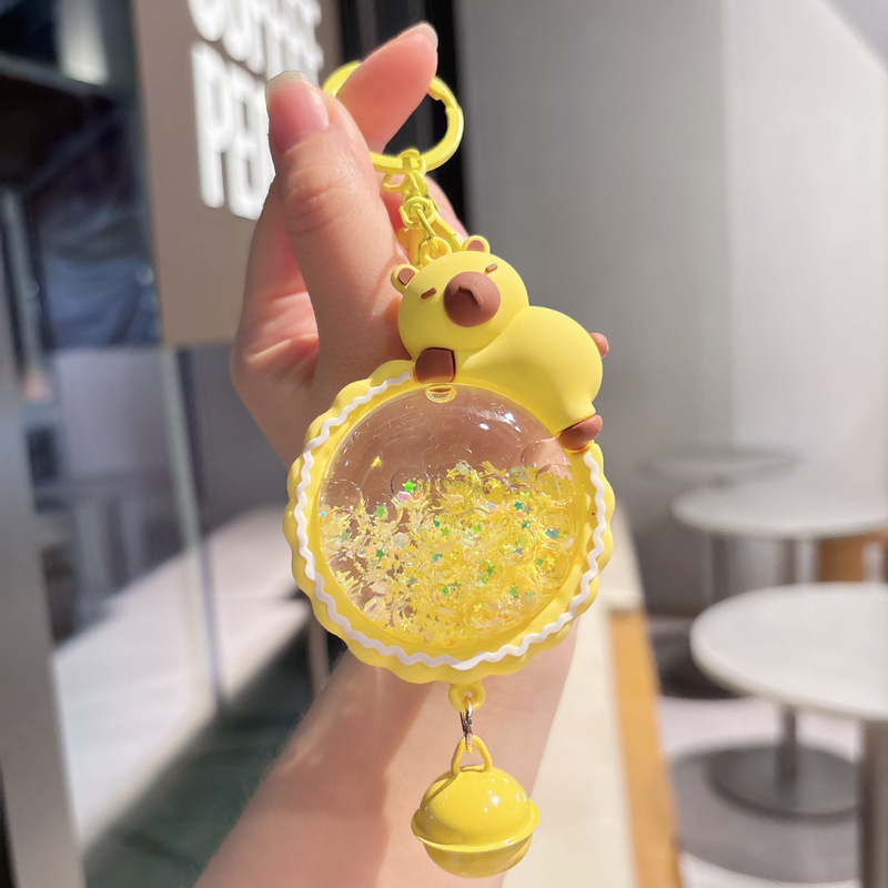 创意流沙瓶风铃铛卡皮巴拉钥匙扣入油包包汽车挂件抓机礼品小配饰|undefined