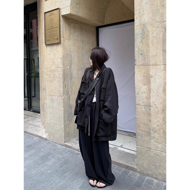 3295 #   Superniniyy Relaxed Tone Ins Windbreaker Loose and Versatile Mid-Length Casual Work Jacket