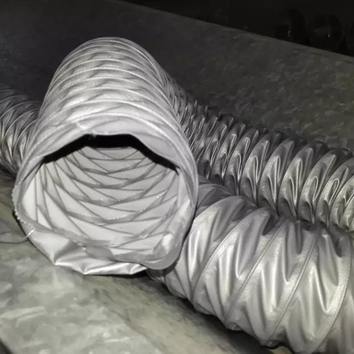尼龙布灰色高温风管 尼龙玻纤PVC帆布耐温120度通风软管 锡炉通风