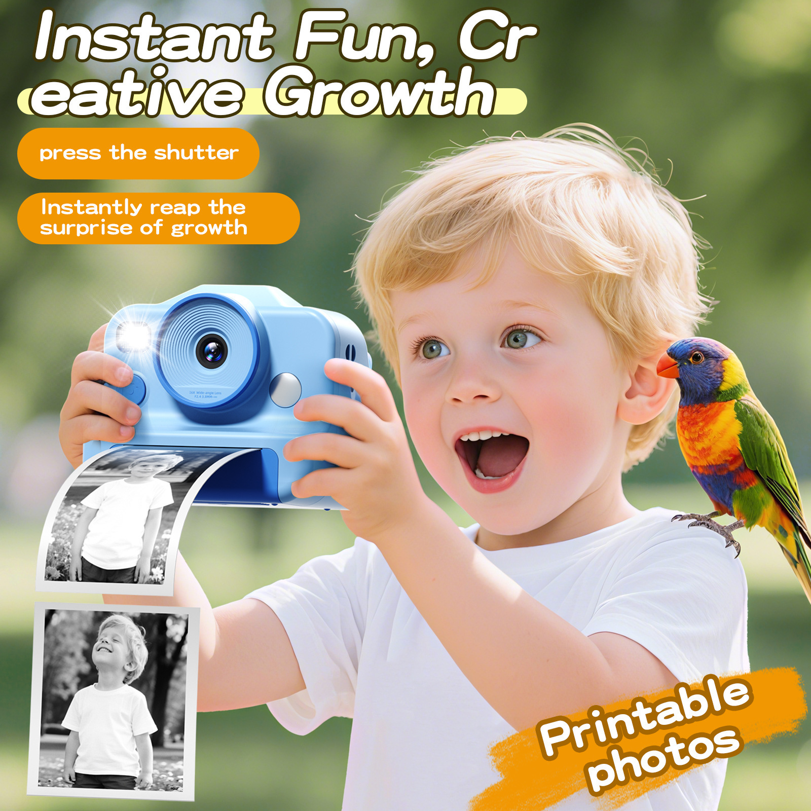Cross-Border 2025 New Model Children's Printing Camera, Educational Instant Camera, Children's Camera with Printable High-Definition Dual Camera