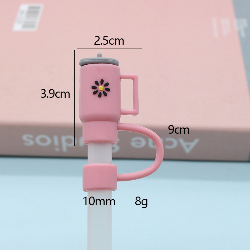 Nueva tapa de pajita de silicona 8-10mm linda muñeca de flores tapa a prueba de polvo se puede reciclar cubierta de pajita transfronteriza