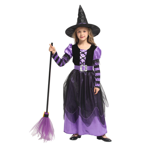 Small black witch cosplay Halloween party children cosplay clothing dance witch suit small hag role playing clothes for baby children