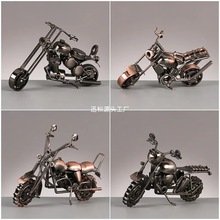 复古摩托老爷车模型客厅玄关装饰品摆设感铁艺金属工艺品摆件