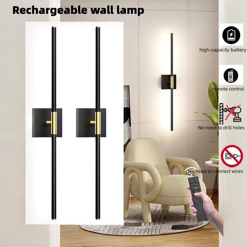 Cross-Border Rechargeable Long Magnetic Wall Lamp, No Installation, No Drilling, Remote Control Bedroom Dresser Bedside Mirror Headlight