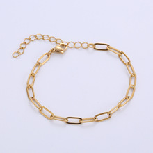 AML女款简约几何不锈钢长十字链手链 paperclip chain bracelet