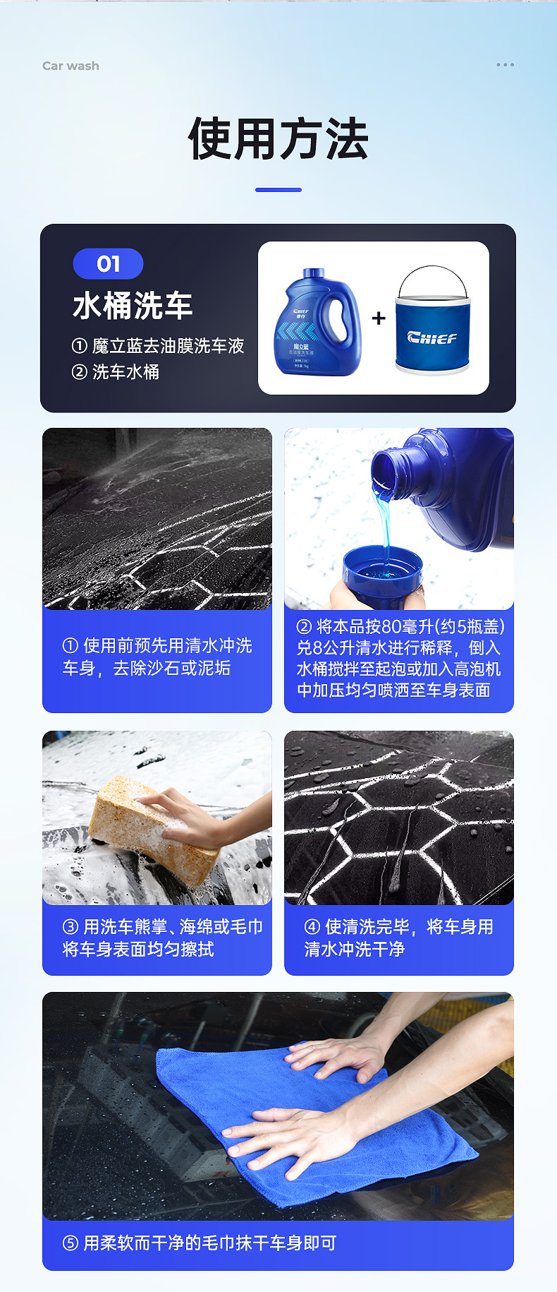 Car Cleaner Magic Blue Oil Film Remover Multi-Function High Foam Cleaner Powerful Car Stain Removal Cleaning Agent Universal
