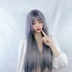 Foreign trade wig female long straight hair Ji hair style lolita soft girl cosplay princess cut temperament face trimming full wig