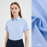 Màu xanh nhạt-tay ngắn-phong cách nữ-túi tối màu