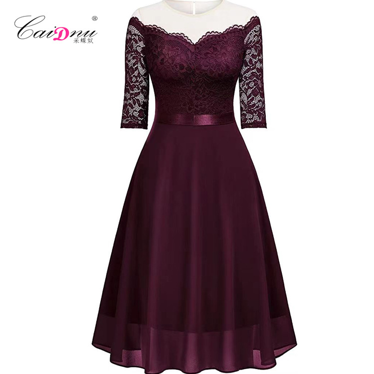 Sexy lace shiffon elegant evening dress