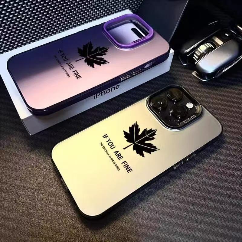 Nueva hoja de arce para iphone16pro funda para teléfono móvil moda 15pro Apple 14plus Europa y América 13 personalidad 12