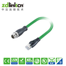 M12连接器X-CODE- RJ45 公头双头防水连接器IP68 万兆传输