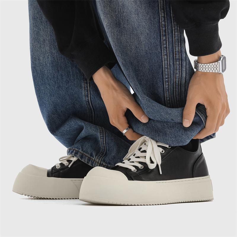 Derby shoes men 2024 new thick sole increase black commuter daily casual shoes_voghion.com