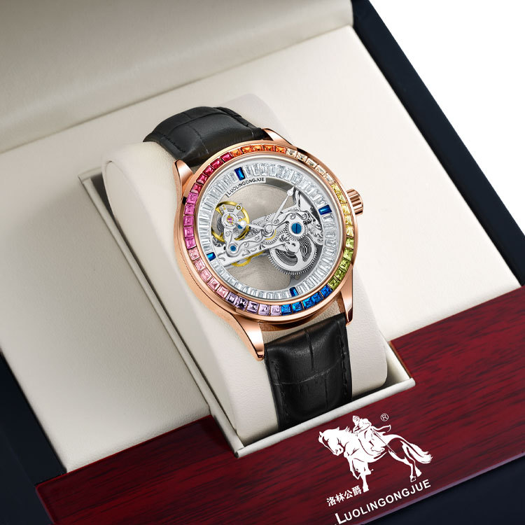 Duke of Lorraine 1966 Single Bridge Cut Out Automatic Mechanical Watch Men's Watch Color Diamond Couple Watch Factory Wholesale