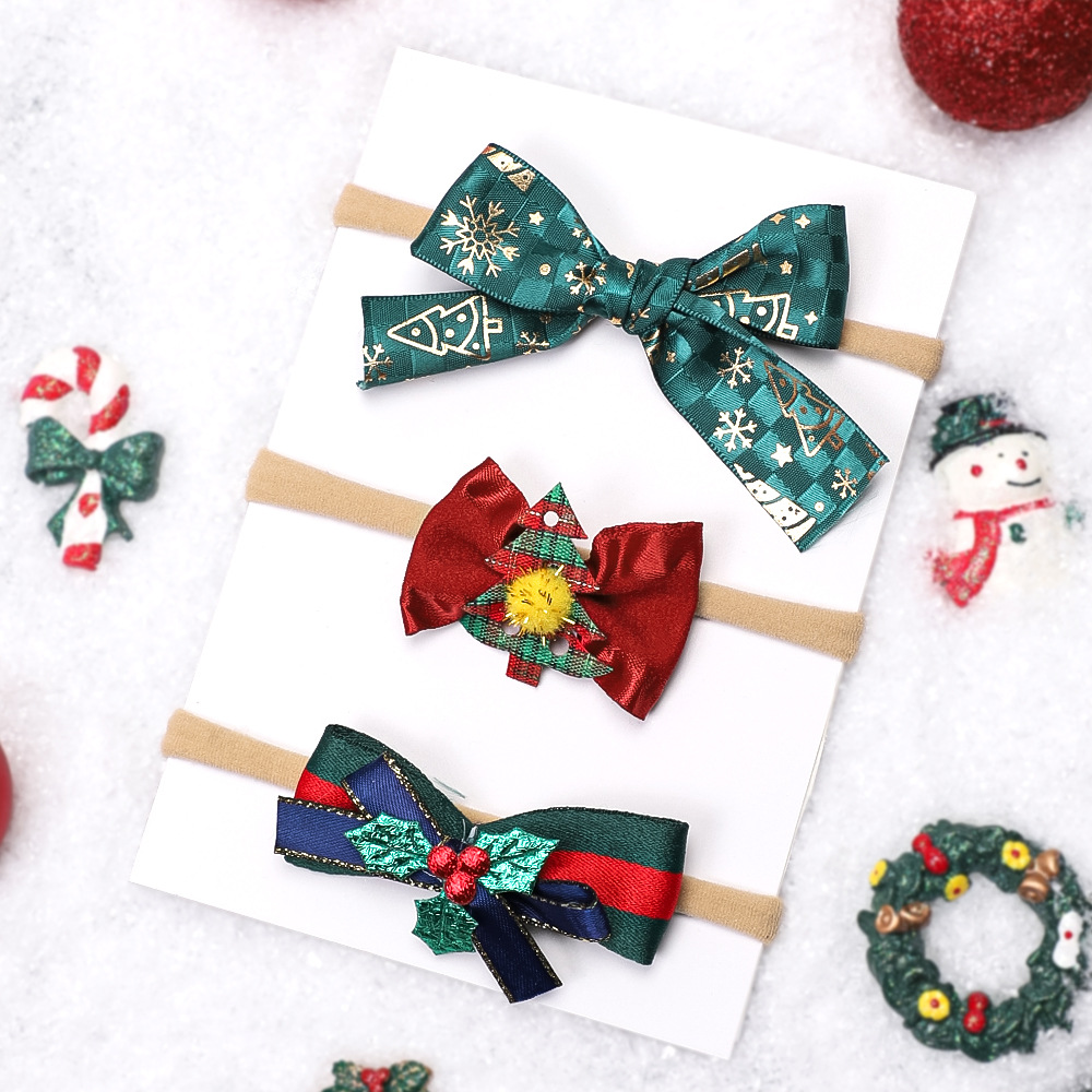 Europa e Stati Uniti nuovi accessori per capelli per bambini set di fasce per capelli fini per le vacanze di Natale per neonati fasce elastiche in nylon per neonati all'ingrosso_voghion.com