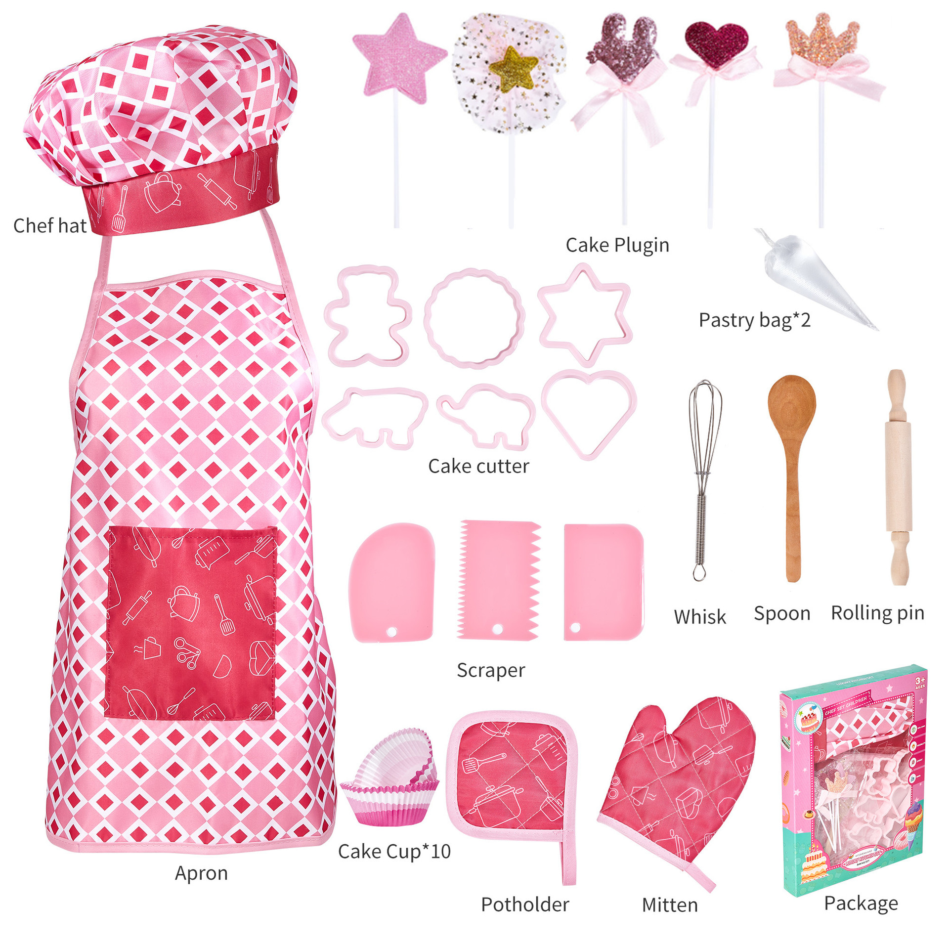 Play Kitchen Toys for Girls, Cooking Utensils, Children's Kitchen Supplies Set, Baking Tools, Apron