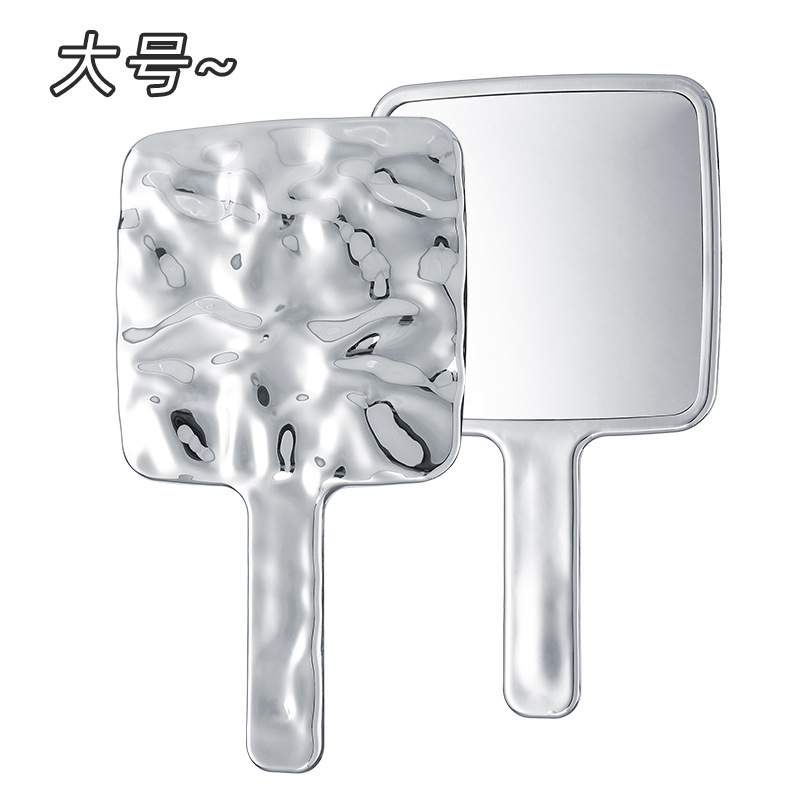 Electroplated handle mirror [large silver] 13*23cm