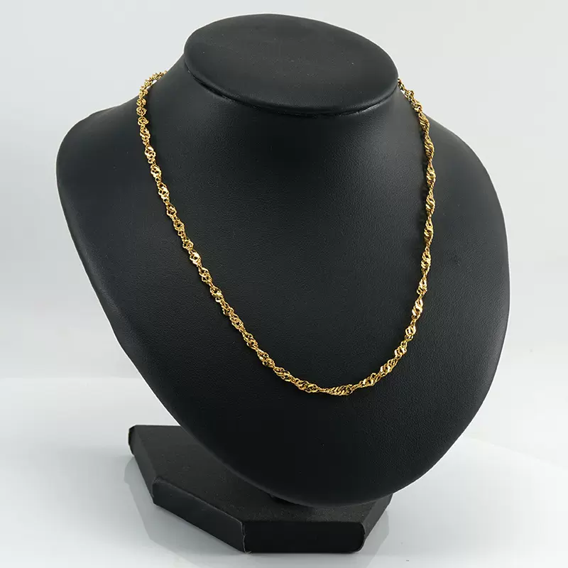 厂家直销18K炉内真金不锈钢水波链条项链钛钢DIY饰品配链现货批发