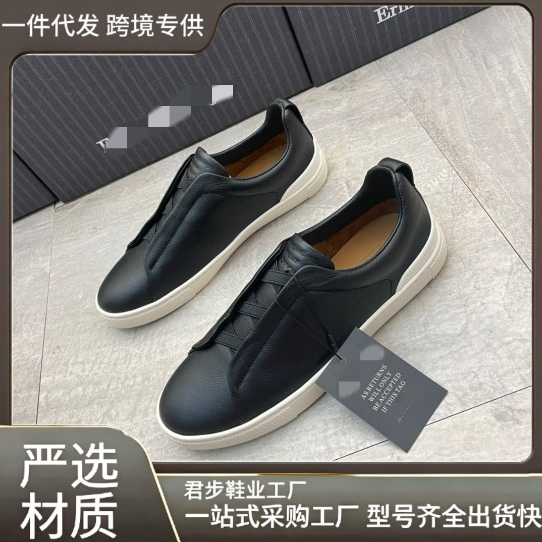 Guangzhou Z brand genuine leather sneakers, top-layer cowhide casual shoes for men, versatile and trendy men's shoes for commuting, old money style