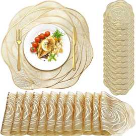 跨境热销玫瑰花餐垫 隔热垫轻奢烫金杯垫PVC软装饰桌垫派对餐盘垫