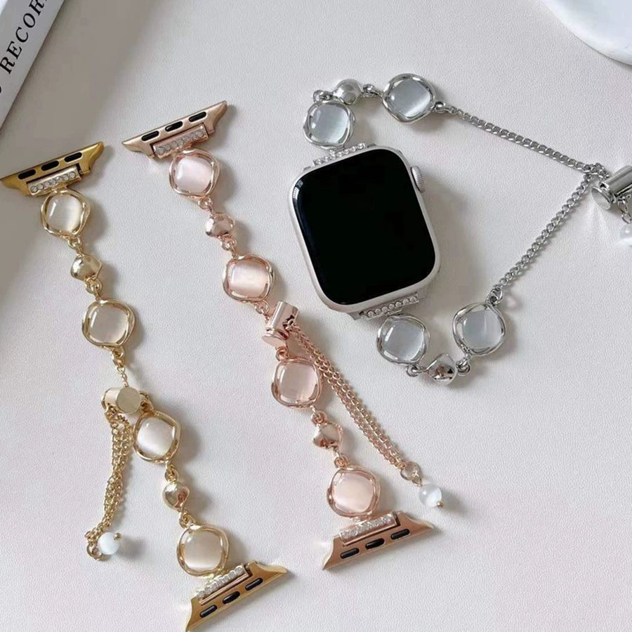 Подходящее для Applewatch Apple тибетский IWATCH8765 поколения SE CAT глаз камень металл маленький маленькая девочка