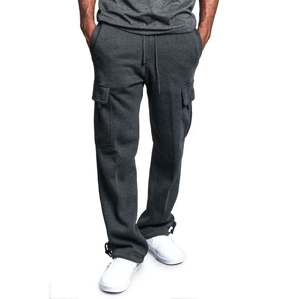 Men's Clothing new men's multi pocket overalls Autumn and winter brushed casual cuffed trousers for men_voghion.com