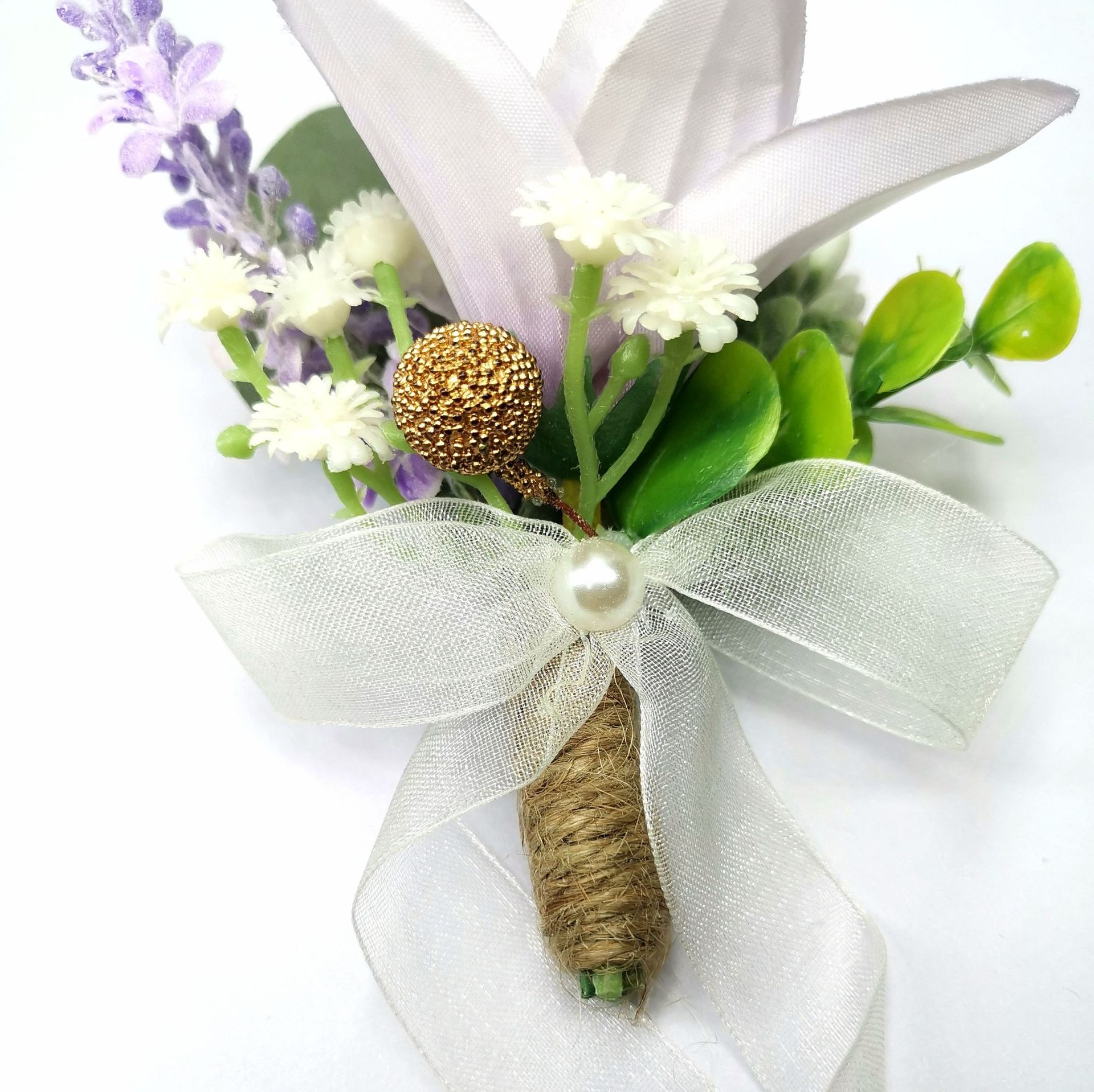 结婚胸花仿真百合胸花欧式伴娘高档婚礼伴郎迎宾嘉宾森系襟花