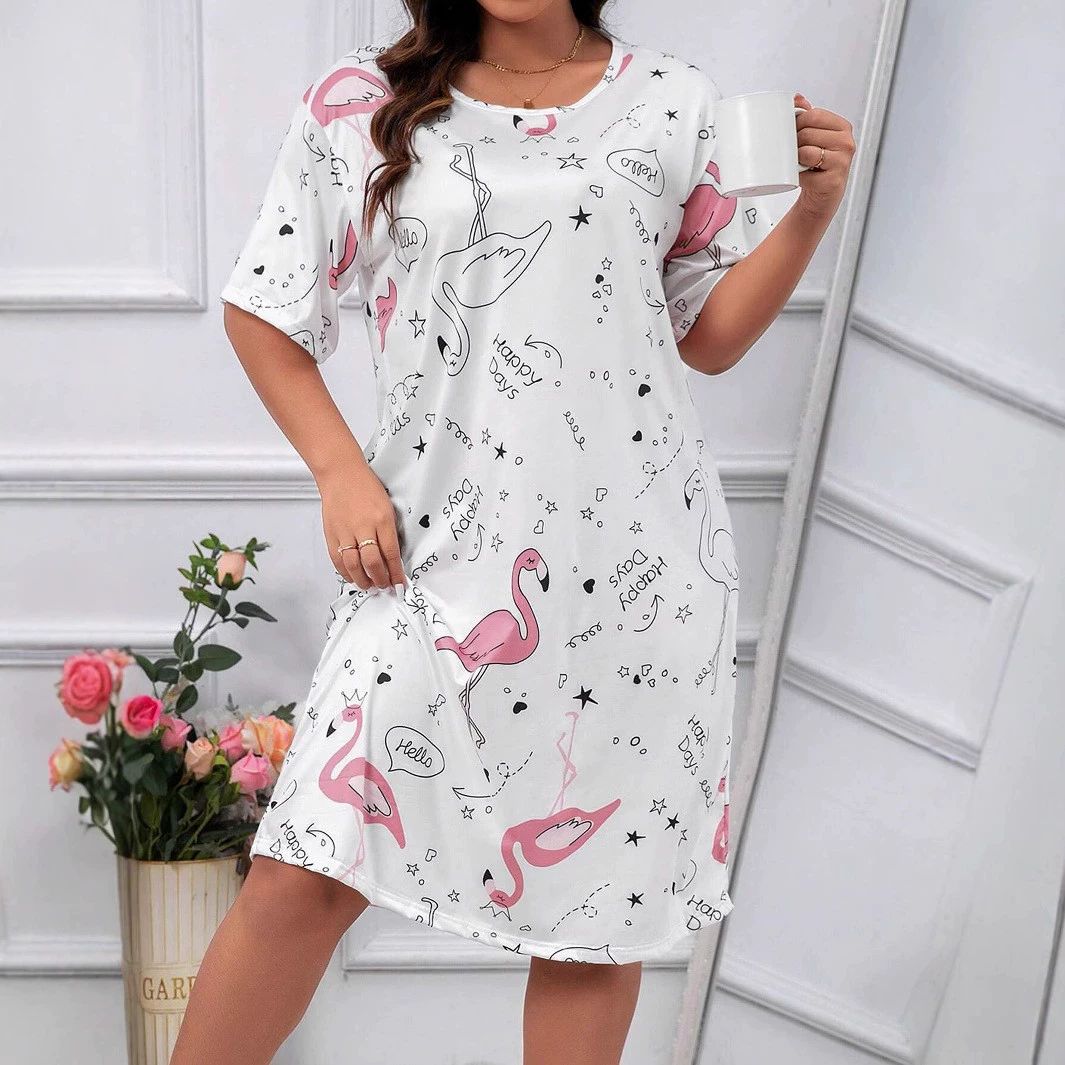 Пижама короткая, европейский стиль, с коротким рукавом, плюс размер, круглое воротничок