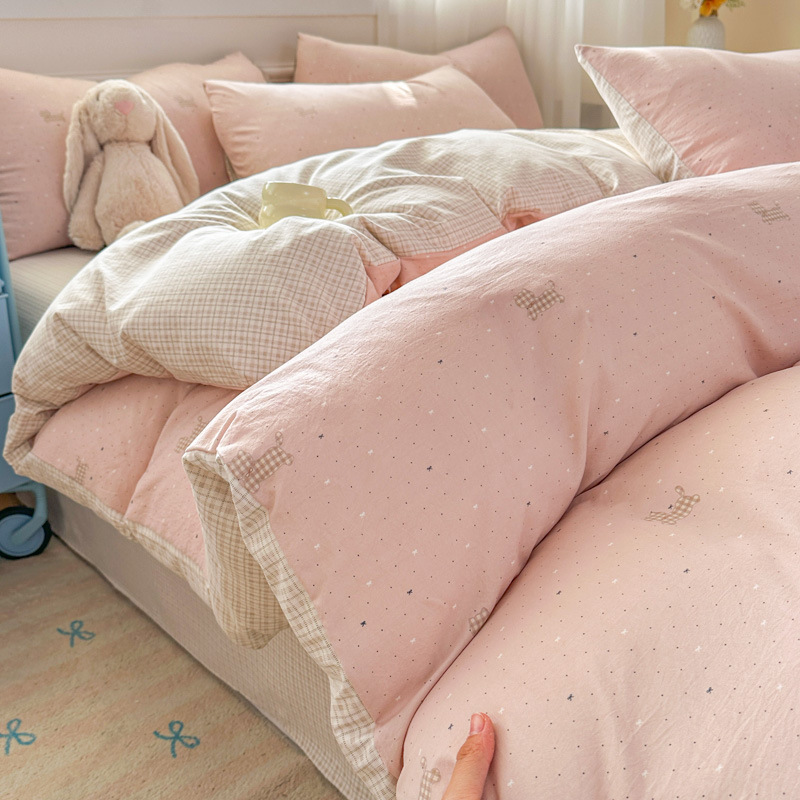 Cama de clase A ultra suave para madres y bebés con cuatro piezas de algodón puro desnudo para dormir sábanas de doble hilo cubierta dormitorio con tres y cuatro piezas
