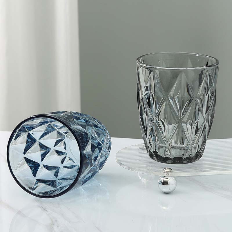 Taza de vidrio casera diamante de color engrosado taza de jugo de hoteles enjuague bucal de pareja cepillo de dientes taza